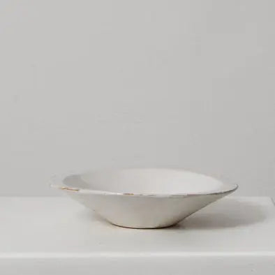 Flache Schale weiß beige aus Steinzeug – Berlin – Atelier von Ehren